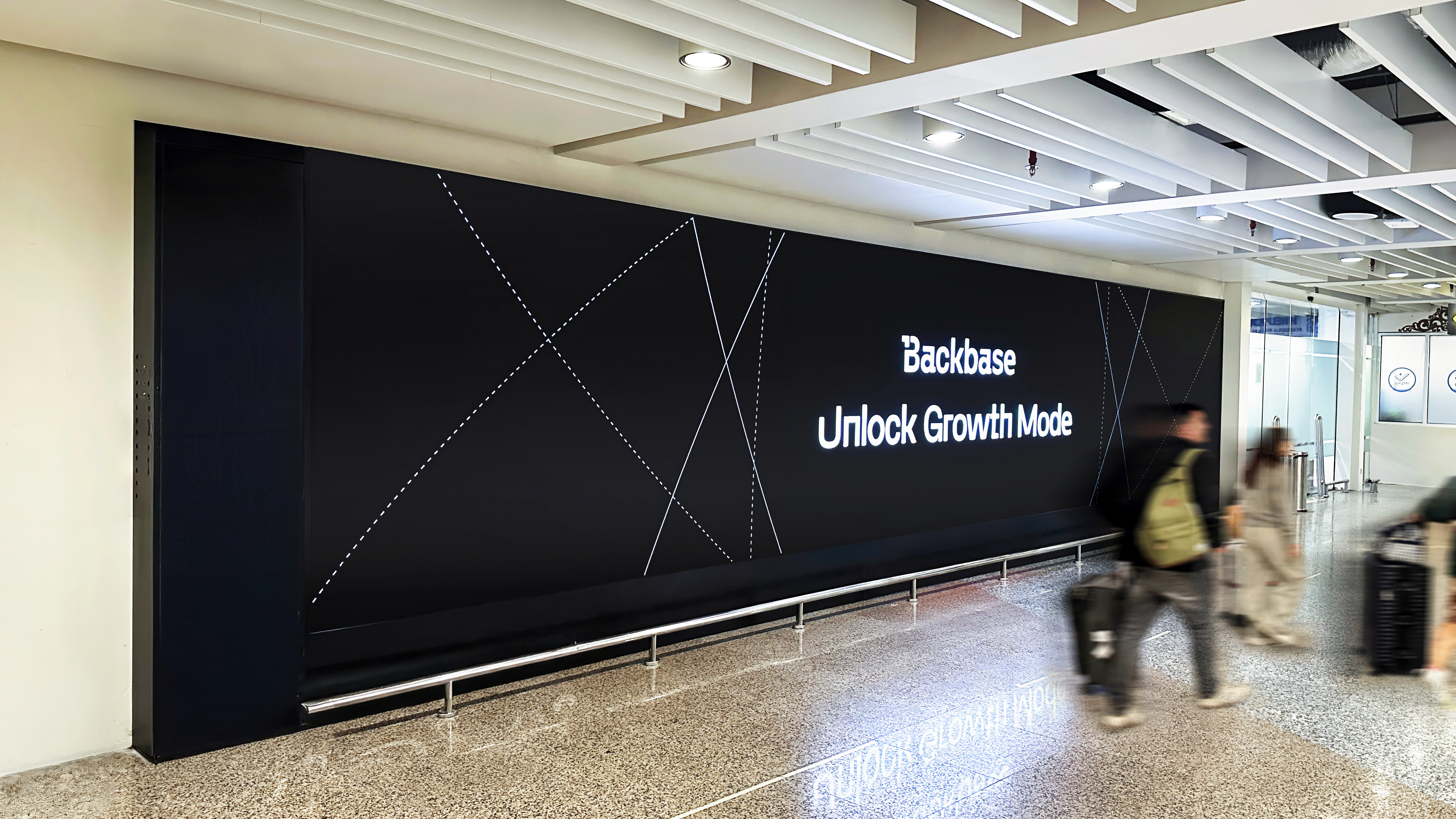 Backbase Unlock Growth Mode billboard at airport